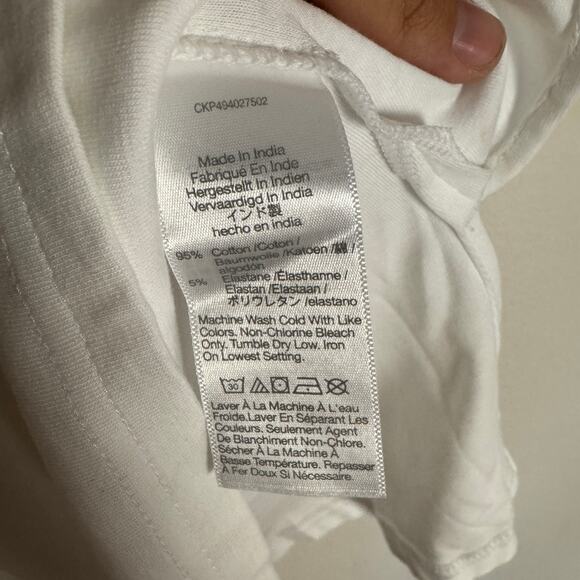 Madewell Elbow-Sleeve Boatneck Tee Sz S White Pullover Slit Hem Slim Fit Stretch - Picture 7 of 8